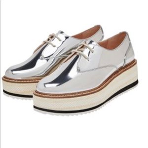 Zara metallic silver oxfords